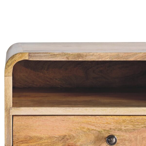 Large Oak ish Curve Upper Slot Floating Bedside Table - Image 5