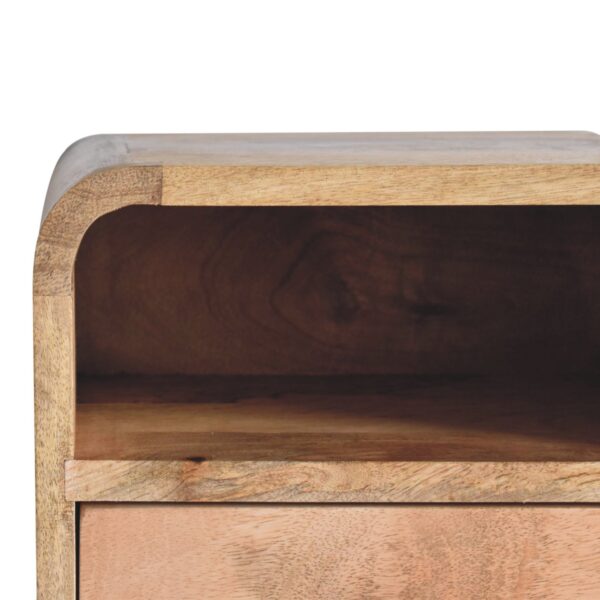 Extra Mini Wall Mounted Curved Oak ish Bedside with Open Slot - Image 5