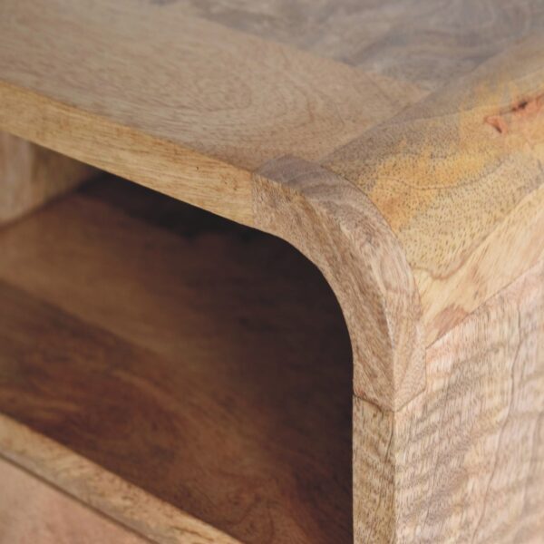 Extra Mini Wall Mounted Curved Oak ish Bedside with Open Slot - Image 6
