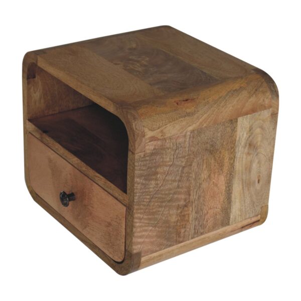 Extra Mini Wall Mounted Curved Oak ish Bedside with Open Slot - Image 7
