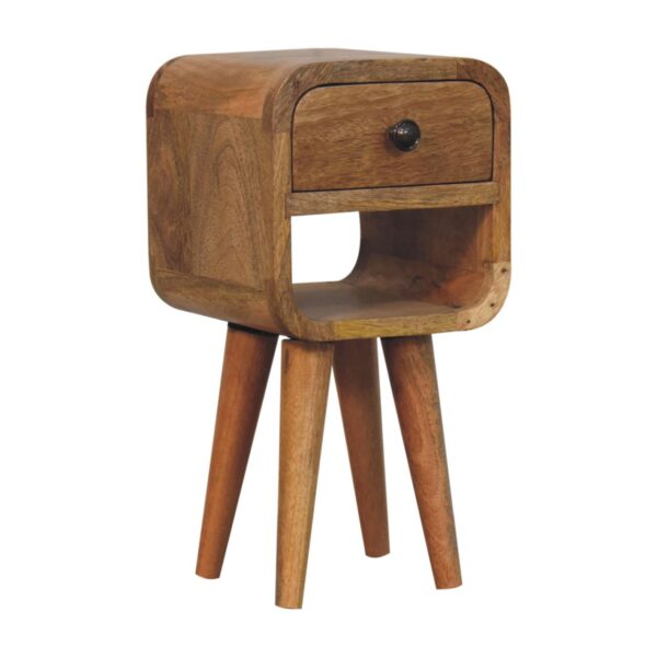 Extra Mini Oak ish Curve Lower Bedside Table - Image 3