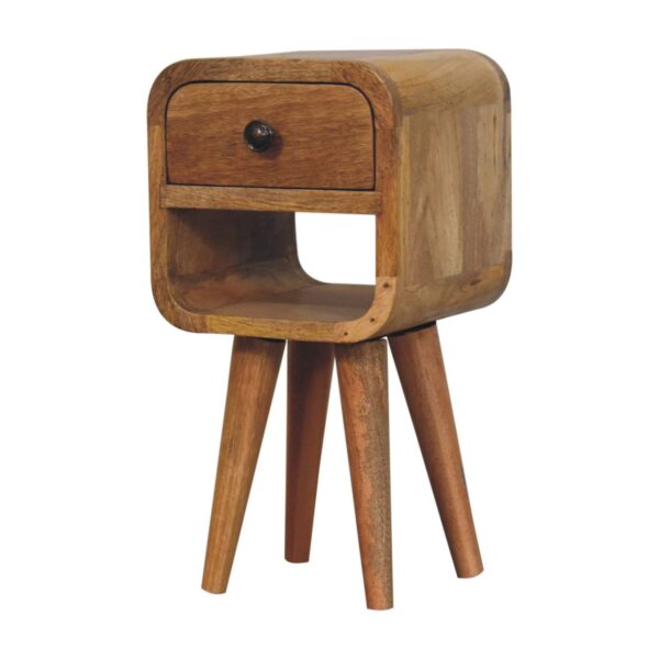 Extra Mini Oak ish Curve Lower Bedside Table - Image 4