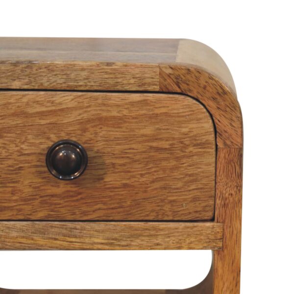 Extra Mini Oak ish Curve Lower Bedside Table - Image 5