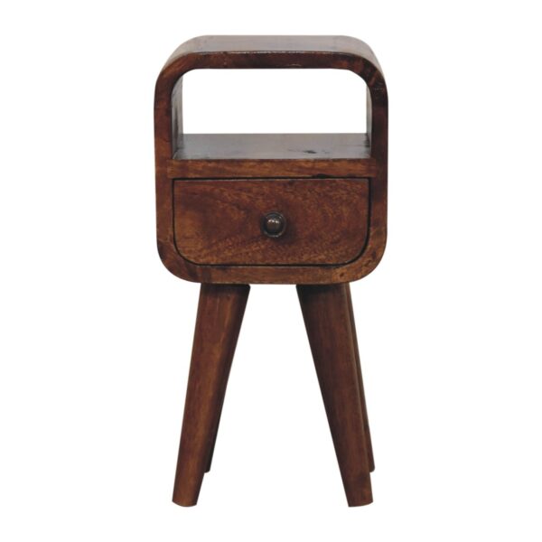 Extra Mini Chestnut Curve Open Slot Bedside Table - Image 2