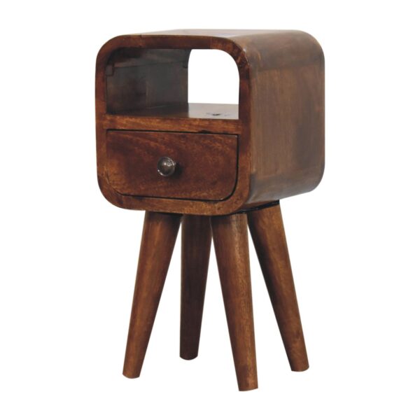 Extra Mini Chestnut Curve Open Slot Bedside Table - Image 3