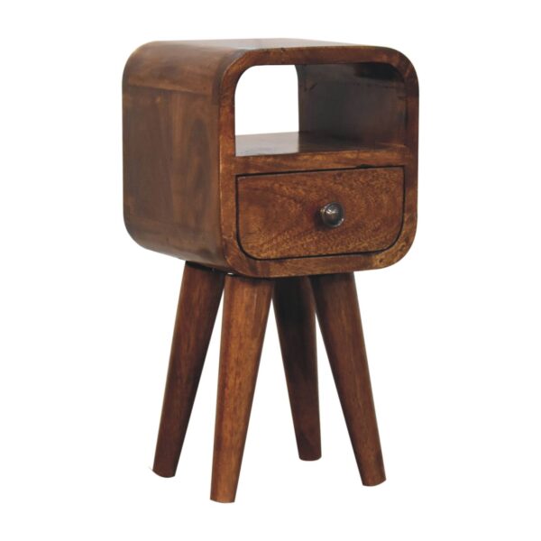 Extra Mini Chestnut Curve Open Slot Bedside Table - Image 4