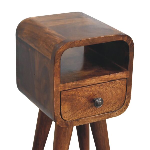 Extra Mini Chestnut Curve Open Slot Bedside Table - Image 6