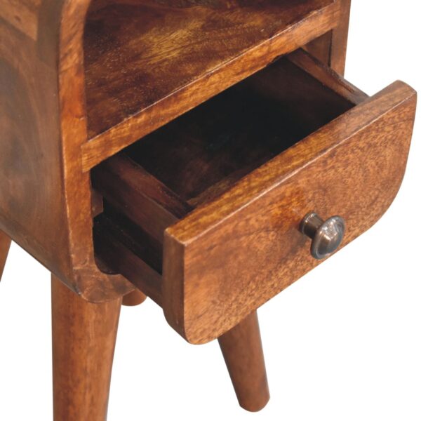 Extra Mini Chestnut Curve Open Slot Bedside Table - Image 7