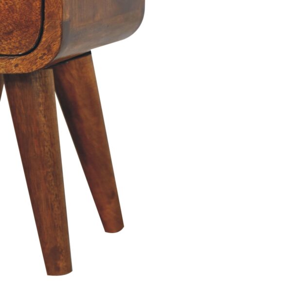 Extra Mini Chestnut Curve Open Slot Bedside Table - Image 8