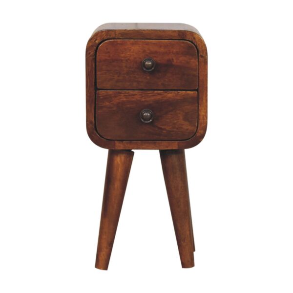 Extra Mini Curved Chestnut Bedside Table - Image 2
