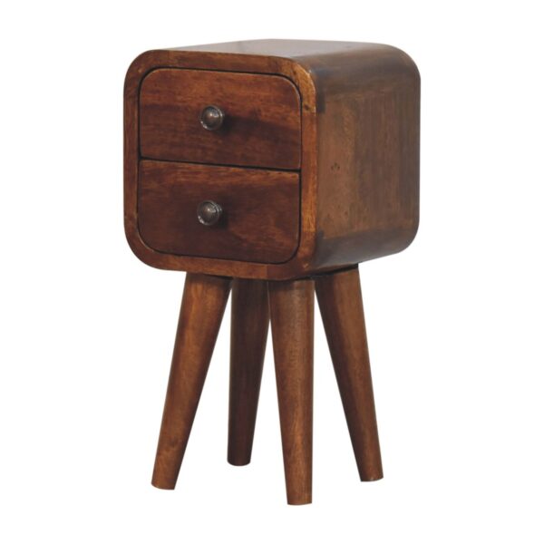 Extra Mini Curved Chestnut Bedside Table - Image 3