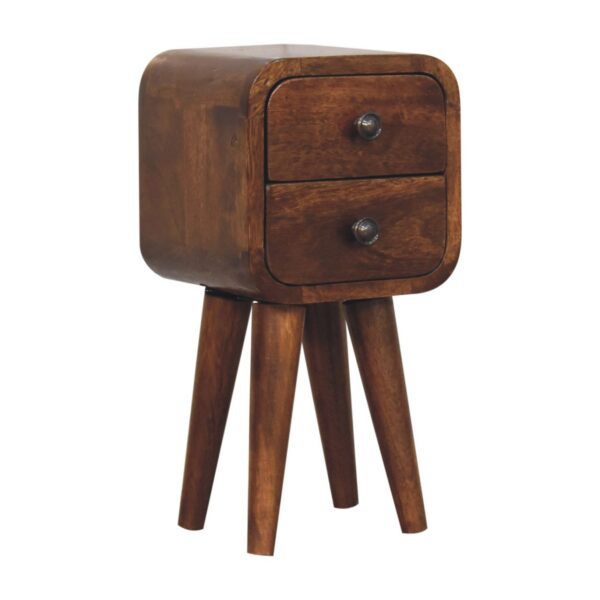 Extra Mini Curved Chestnut Bedside Table - Image 4