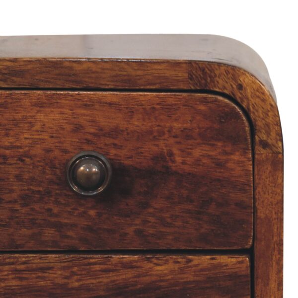 Extra Mini Curved Chestnut Bedside Table - Image 5