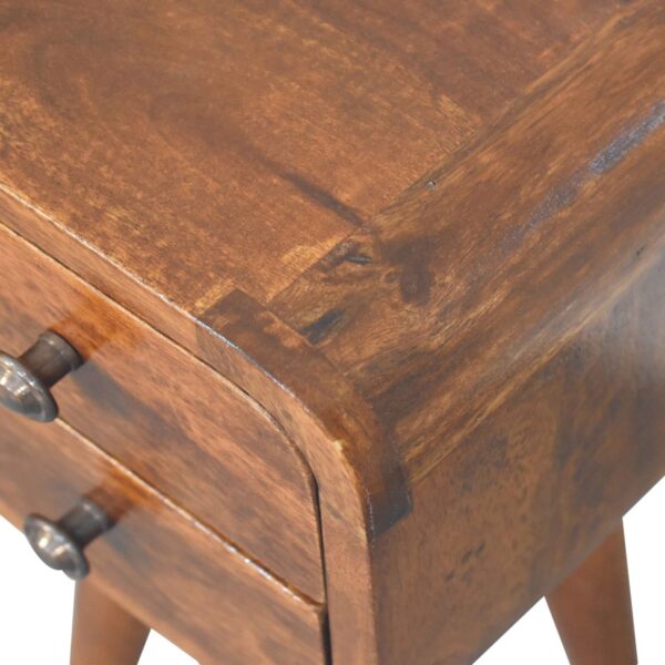 Extra Mini Curved Chestnut Bedside Table - Image 6