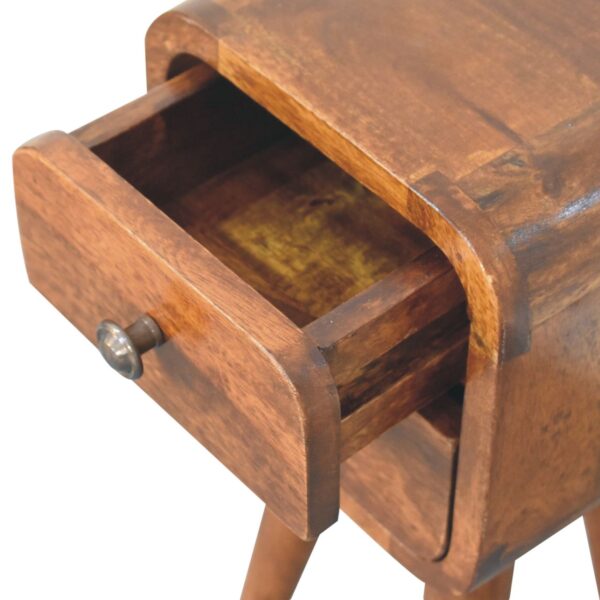 Extra Mini Curved Chestnut Bedside Table - Image 7