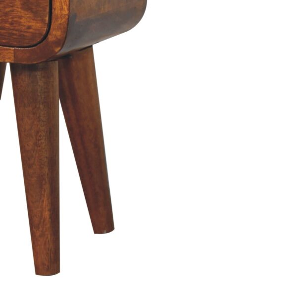 Extra Mini Curved Chestnut Bedside Table - Image 8