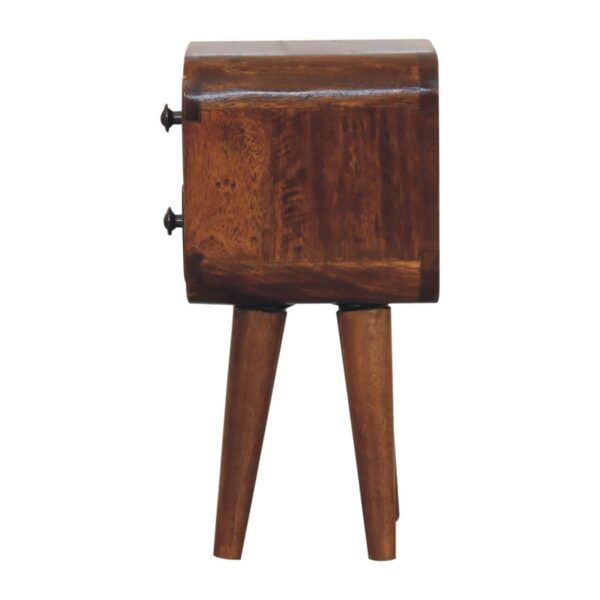 Extra Mini Curved Chestnut Bedside Table - Image 9