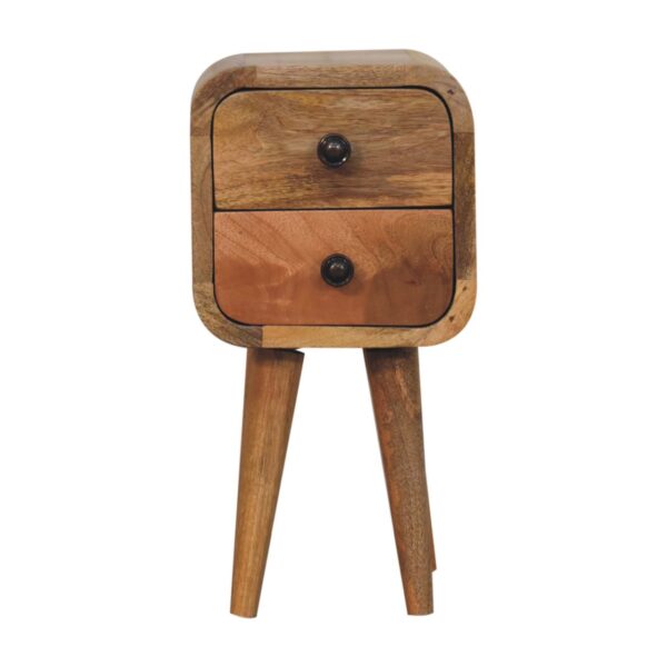 Extra Mini Curved Oak ish Bedside Table - Image 2