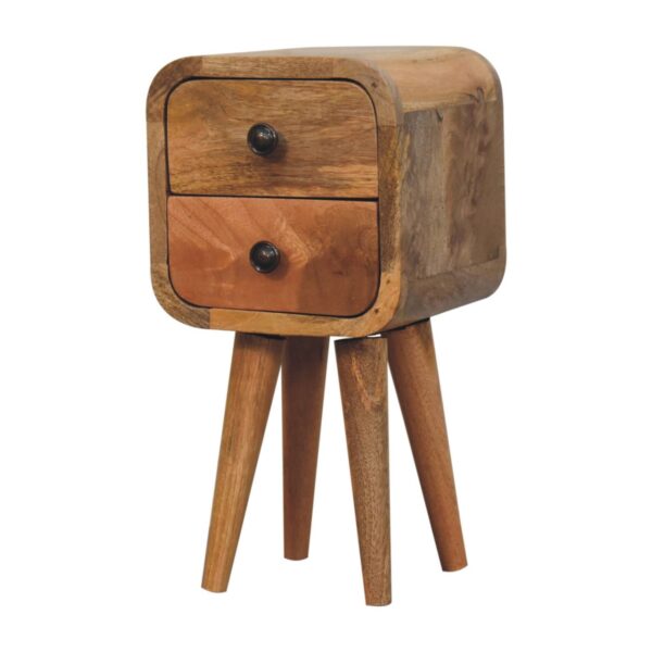 Extra Mini Curved Oak ish Bedside Table - Image 3