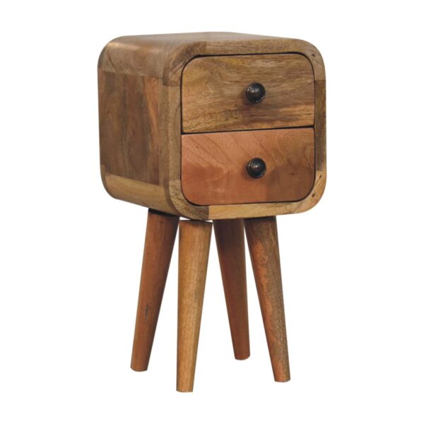 Extra Mini Curved Oak ish Bedside Table - Image 4