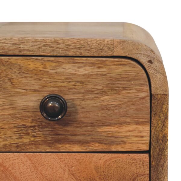 Extra Mini Curved Oak ish Bedside Table - Image 5