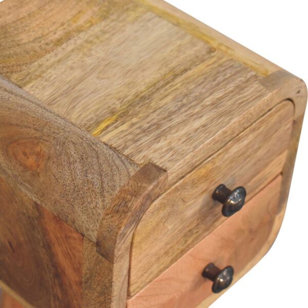 Extra Mini Curved Oak ish Bedside Table - Image 6