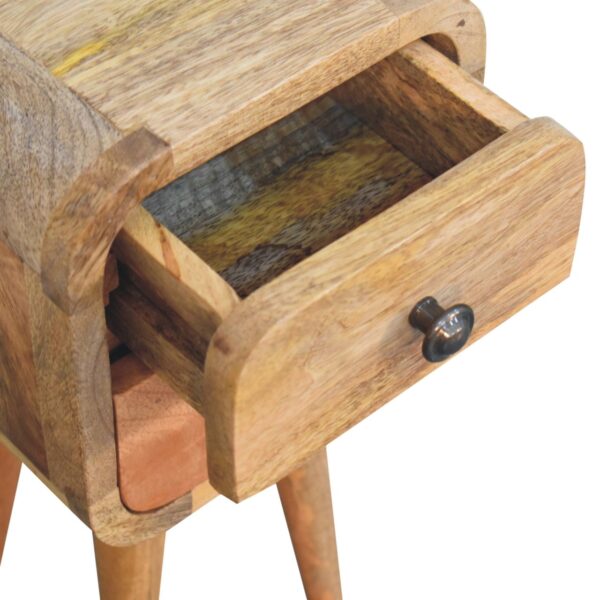 Extra Mini Curved Oak ish Bedside Table - Image 7