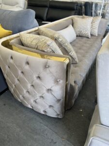 Elegant Sofa with Gold Accents