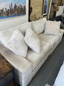 Plush Corduroy Sofa in Soft Beige
