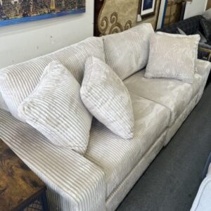 Plush Corduroy Sofa in Soft Beige