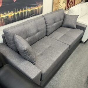 Grey Tufted Fabric Sofa