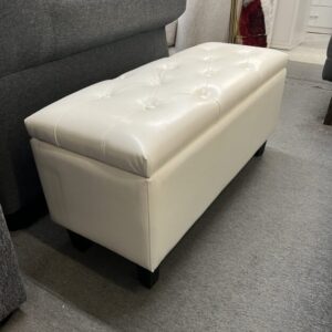 Ivory Luxe Tufted Storage Ottoman