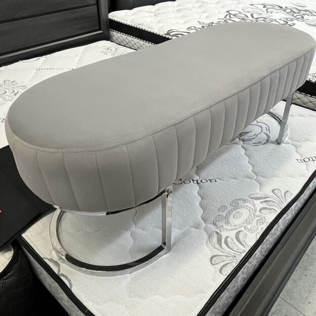 Dove Grey Tufted Bench