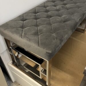 Slate Elegance Tufted Bench
