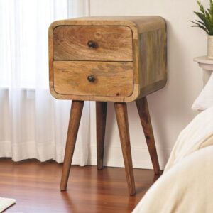 Mini Oak ish Curved Nightstand