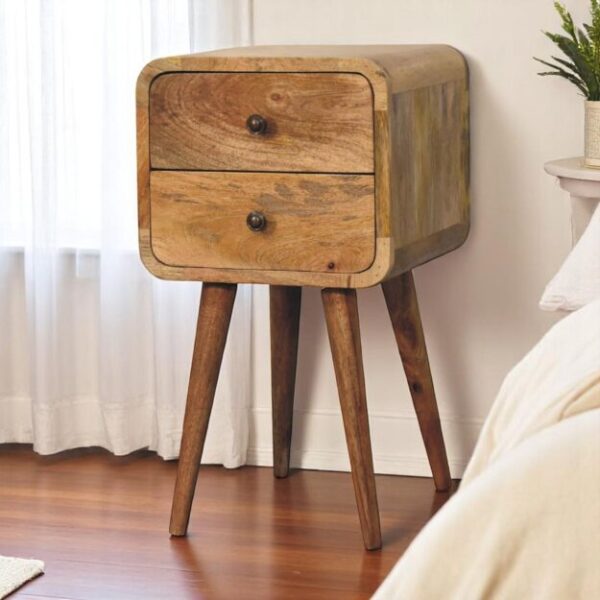 Mini Oak ish Curved Nightstand