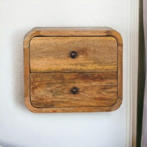Mini Curve Oak ish Floating Nightstand