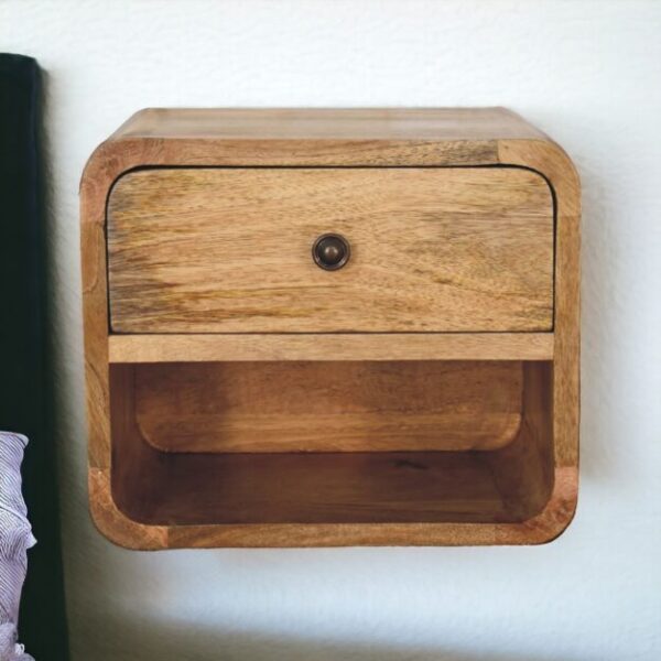Mini Oak ish Floating Open Nightstand