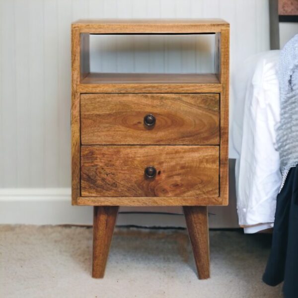 Mini Oak ish Classic Open Nightstand