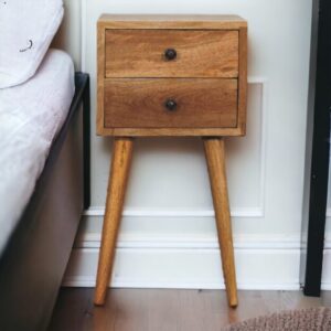Mini 2 Drawer Oak ish Nightstand