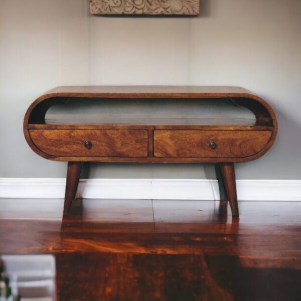 Chestnut Circular TV Stand