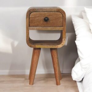 Extra Mini Oak ish Curve Lower Bedside Table
