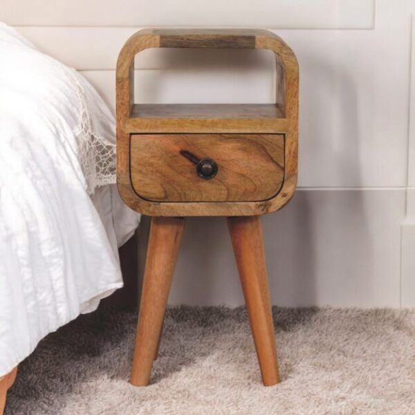 Extra Mini Oakish Curve Open Slot Bedside Table