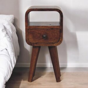 Extra Mini Chestnut Curve Open Slot Bedside Table