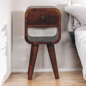Extra Mini Chestnut Curve Lower Bedside Table