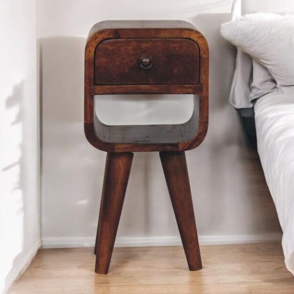 Extra Mini Chestnut Curve Lower Bedside Table