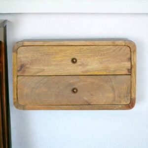 Oak ish 2 Drawer Floating Nightstand