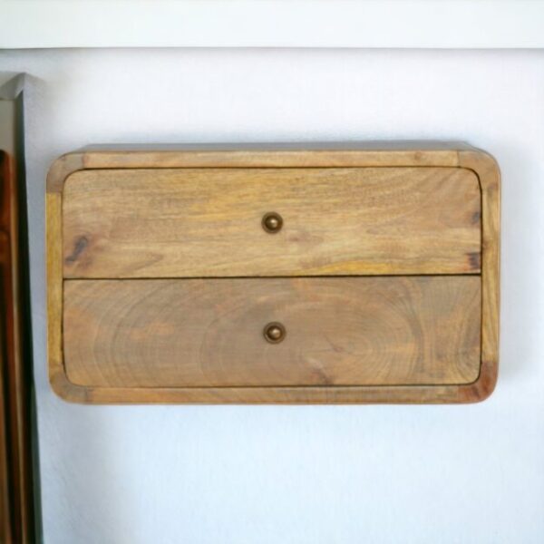 Oak ish 2 Drawer Floating Nightstand