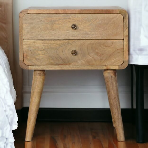 Curved Oak ish Nightstand