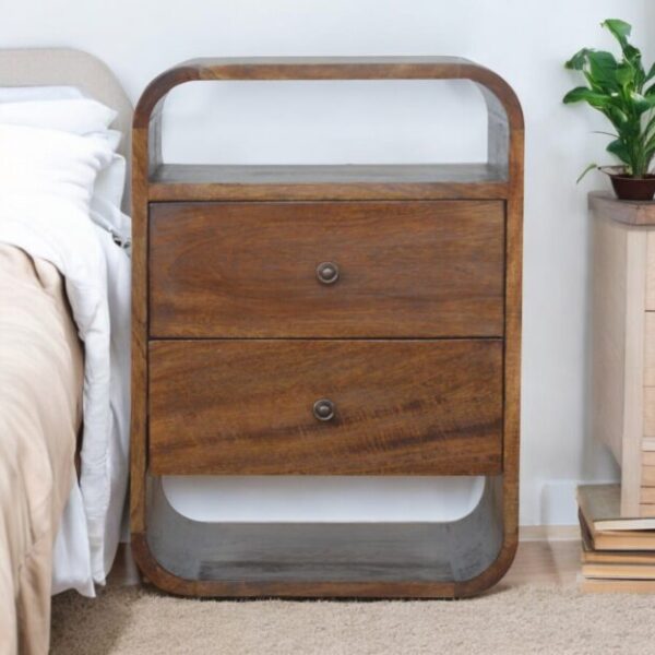 Chestnut Curve 2 Drawer Nightstand